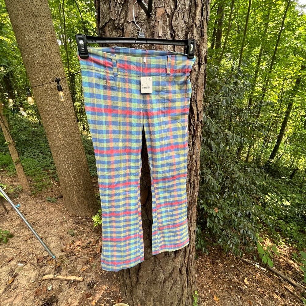 Free People NWT plaid flair pants
